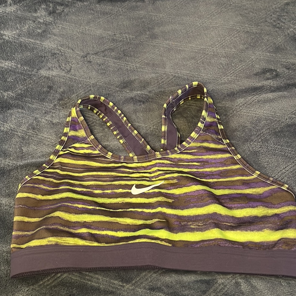 Nike Pro Dri Fit Capri Athletic Set Deep Purple & Volt Size M - Picture 4 of 11